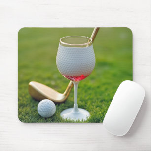 Tapis De Souris Golf Ball Wine Glass et Club