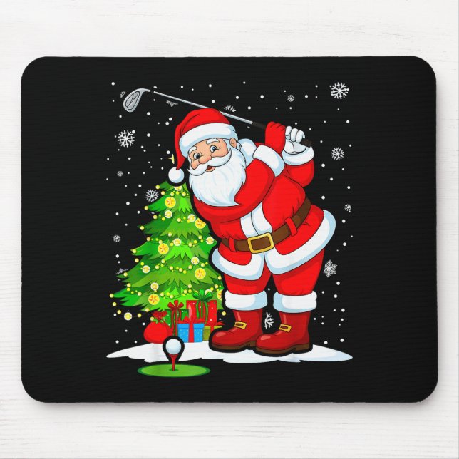 Tapis De Souris Golf Christmas Men Club Playing Santa Claus  (Devant)