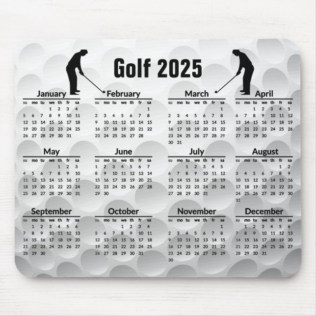 Tapis De Souris Golf Design 2025 Calendrier Mousepad (Devant)