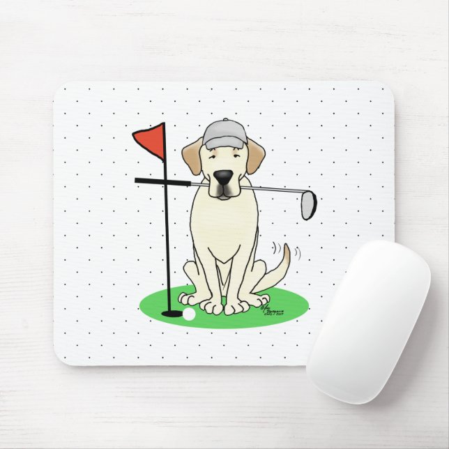 Tapis De Souris Golf Golfing Yellow Lab Labrador Retriever Chien (Avec souris)