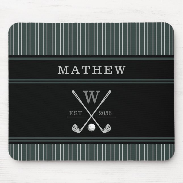 Tapis De Souris Golf Monogramme Nom initial Heritage Green (Devant)