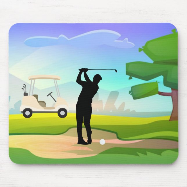 Tapis De Souris Golf Mousepad avec Golfer Swing (Devant)