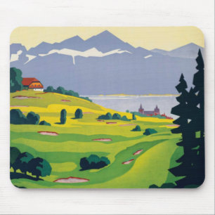 Tapis De Souris Golf vintage Lausanne City Lac Suisse
