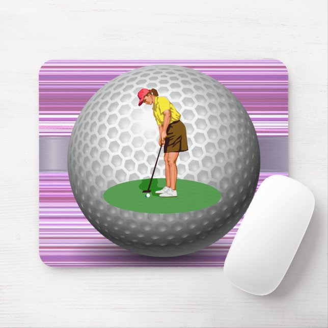 Tapis De Souris Golfer Ball Golf Stripe  Mouse Pad! Mouse Pad (Avec souris)
