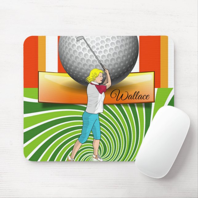 Tapis De Souris Golfer Balls Green Stripe  Mouse Pad! Mouse Pad (Avec souris)