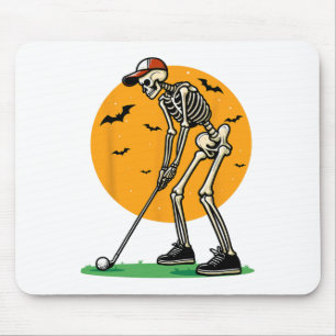 Tapis De Souris Golfeur squelette Halloween Golf drôle Halloween G