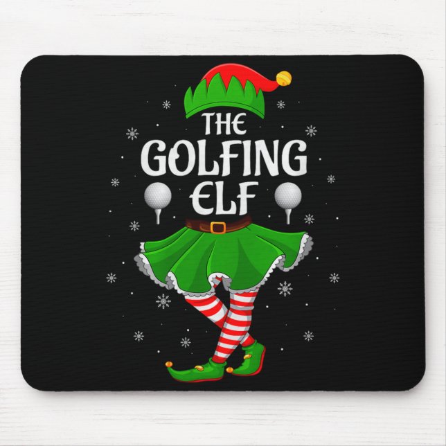 Tapis De Souris Golfing Elf Christmas Family Girls Women Elf Squad (Devant)