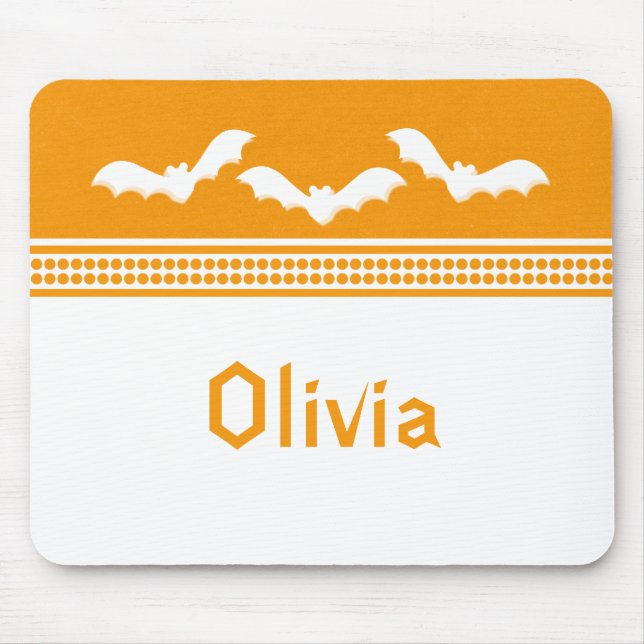 Tapis De Souris Gone Batty Halloween Mousepad, orange et blanc (Devant)
