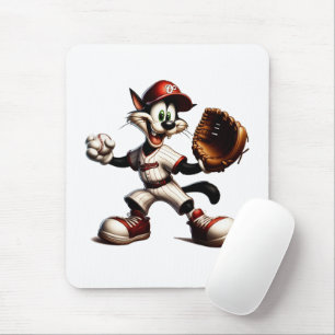 Tapis De Souris Goofy Cat Baseball Pitcher Monte