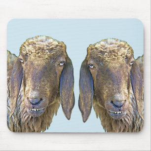 Tapis De Souris Goofy Sheep Visage ferme animaux jumeaux Art