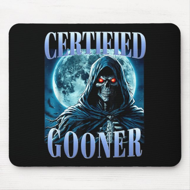 Tapis De Souris Goon Funny Gooning Meme Skeleton Certified Gooner  (Devant)
