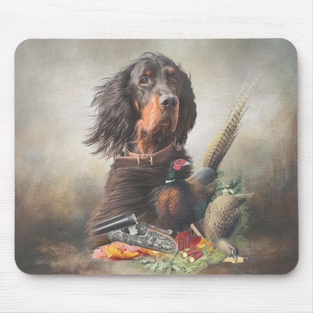 Tapis De Souris Gordon Setters, Passion pour les oiseaux, Art (Devant)