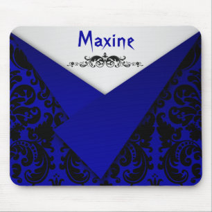 Tapis De Souris Gothique Bleu et Noir Damas Mousepad