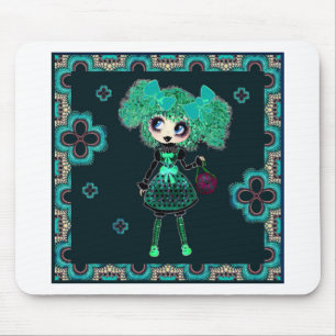 Tapis De Souris Gothique Lolita enfant émeraude et noir