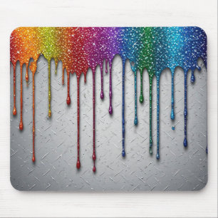 Tapis De Souris Gouttes de peinture arc-en-ciel vibrant