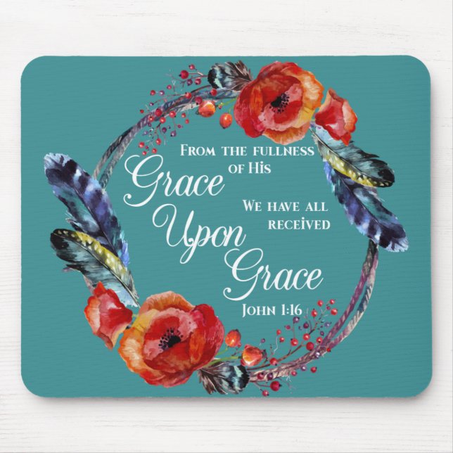 Tapis De Souris Grace Sur Grace Jean 1:16 Écriture (Devant)