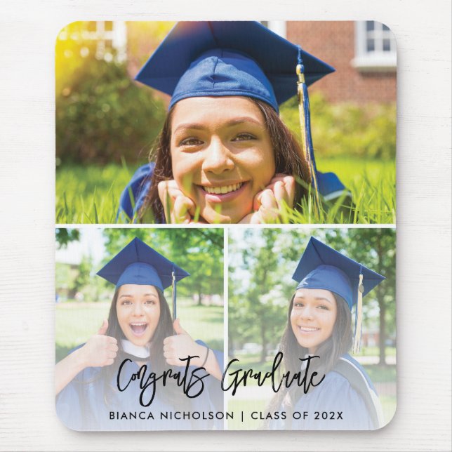 Tapis De Souris Graduation 3 Photo Custom 2025 Graduate Swag (Devant)
