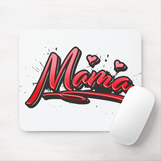 Tapis de souris graffiti cœur rouge maman (Avec souris)