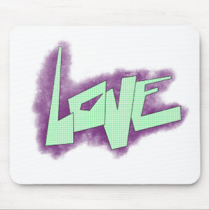 Tapis De Souris graffiti d'amour violet vert menthe typographie po
