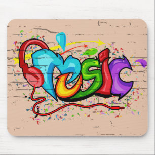 Tapis De Souris Graffiti de musique colorée cool