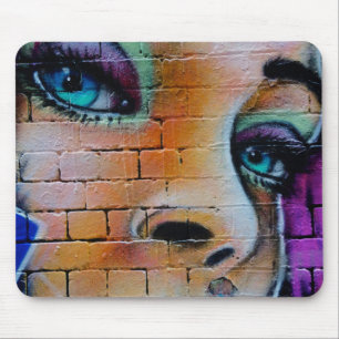 Tapis De Souris Graffiti Girl Purple Blue Joli yeux
