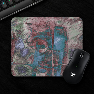 Tapis De Souris Graffiti peint Grunge Taupe bleu rouille