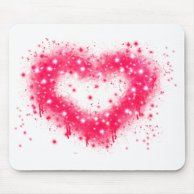Tapis De Souris Graffiti peinture rose brillant design coeur (Devant)