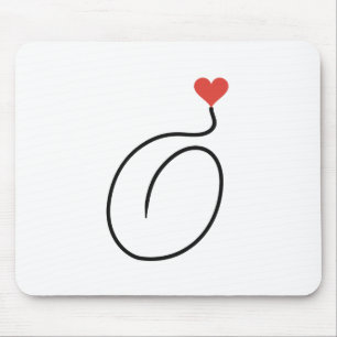 Tapis De Souris Graine de café dessinée d'un seul trait avec cœur