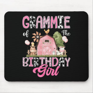Tapis De Souris Grammie De L'Anniversaire Fille Ferme Vache Rose 1