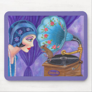 Tapis De Souris Gramophone Flapper Girl Roaring Twenties Souris