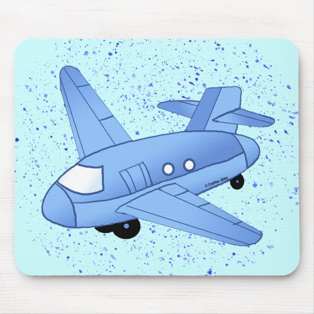 Tapis De Souris Grand Avion Bleu (Devant)