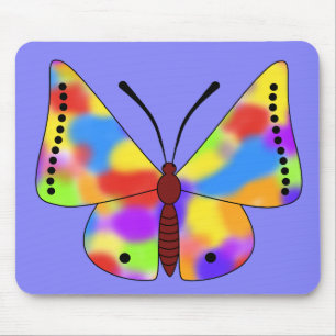 Tapis De Souris Grand Beau Papillon avec ailes arc-en-ciel
