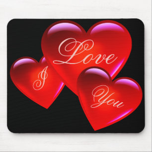 Tapis De Souris Grand coeur d'amour rouge/Je t'aime/Coeur amoureux