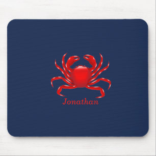 Tapis De Souris Grand Crabe Rouge sur Fond Bleu Retour à l'école