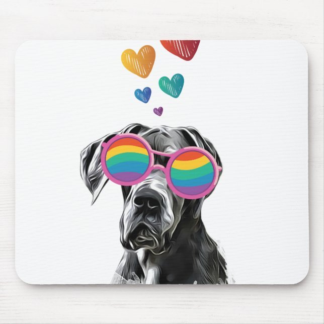 Tapis De Souris Grand Danois avec coeurs Saint-Valentin (Devant)