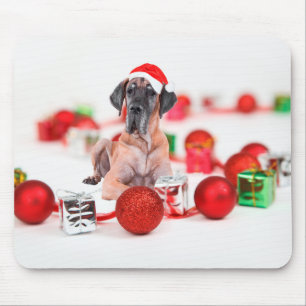 Tapis De Souris Grand Danois avec ornements de Noël Cadeaux