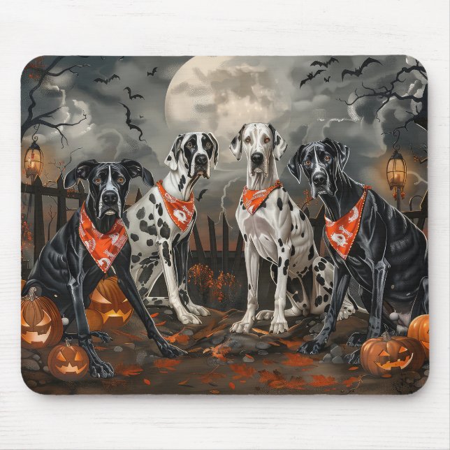 Tapis De Souris Grand Danois Halloween Effrayant (Devant)