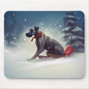 Tapis De Souris Grand Danois Noël neige hiver