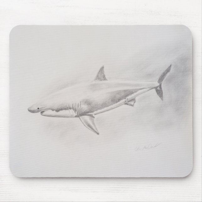Tapis De Souris Grand dessin de requin blanc (Devant)