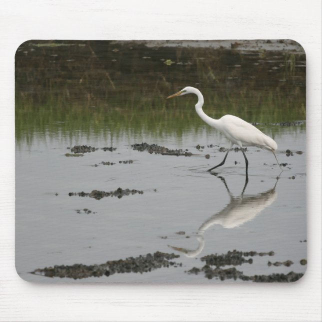 Tapis De Souris Grand héron blanc Mousepad (Devant)