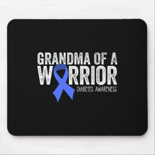 Tapis De Souris Grand-Mère D'Un Guerrier T1D Diabétique Bleu Ribbo