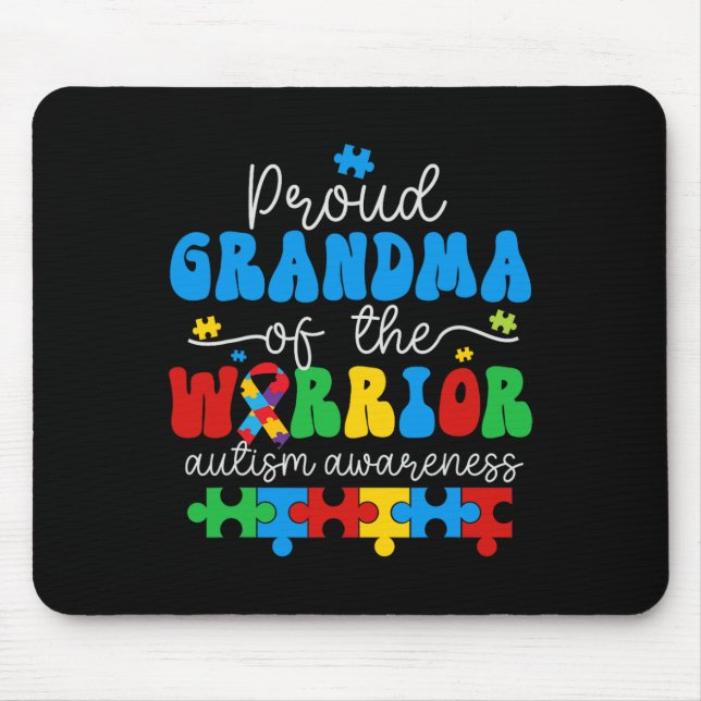 Tapis De Souris Grand-Mère Fière D'Un Puzzle De Sensibilisation su (Devant)