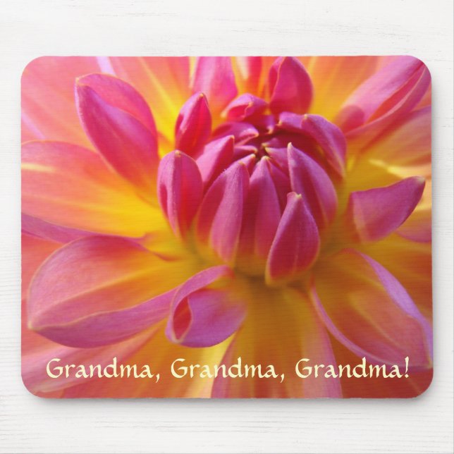 TAPIS DE SOURIS GRAND-MÈRE Fleurs de Dahlia Rose J (Devant)