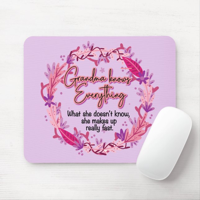 Tapis De Souris Grand-mère sait tout (Avec souris)