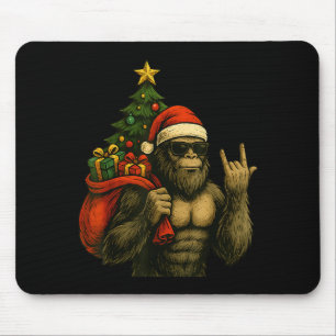 Tapis De Souris Grand-père Noël Bigfoot Arbre de Noël Rock On Drôl