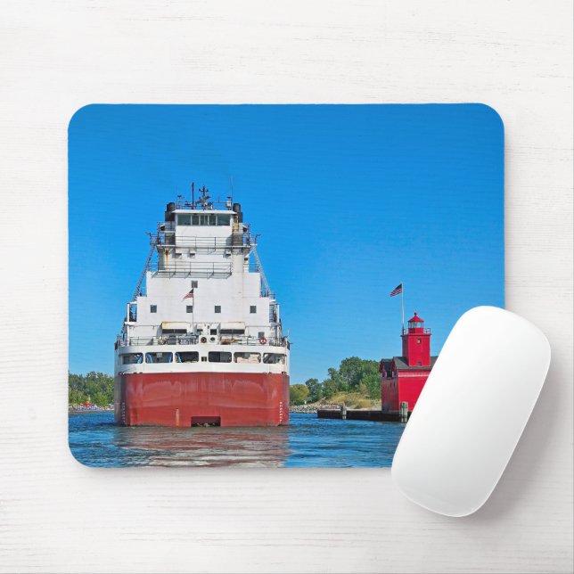 Tapis De Souris Grand phare rouge et un cargo (Avec souris)