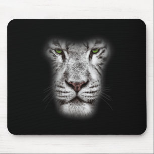 Tapis De Souris Grand Visage de Lion Chat Avec Les Yeux Vert Foncé