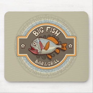 Tapis De Souris Grande affiche de bar et grill de poissons