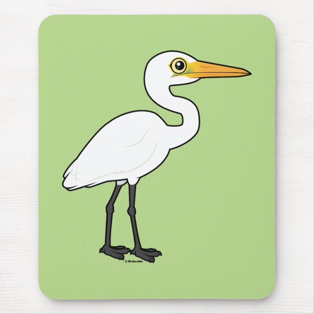 Tapis De Souris Grande aigrette Birdorable (Devant)