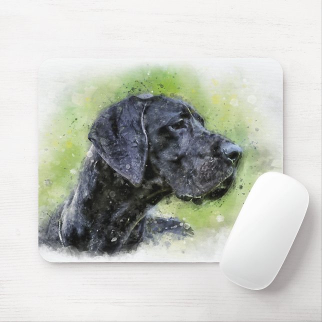 Tapis De Souris Grande aquarelle Dane (Avec souris)